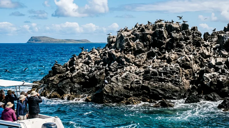 Seabirds nesting on rocky outcrop during Gabriel Island bird watching tour