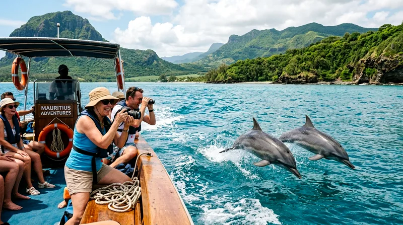 Dolphin watching on a south coast dolphin tour near Baie du Cap Mauritius